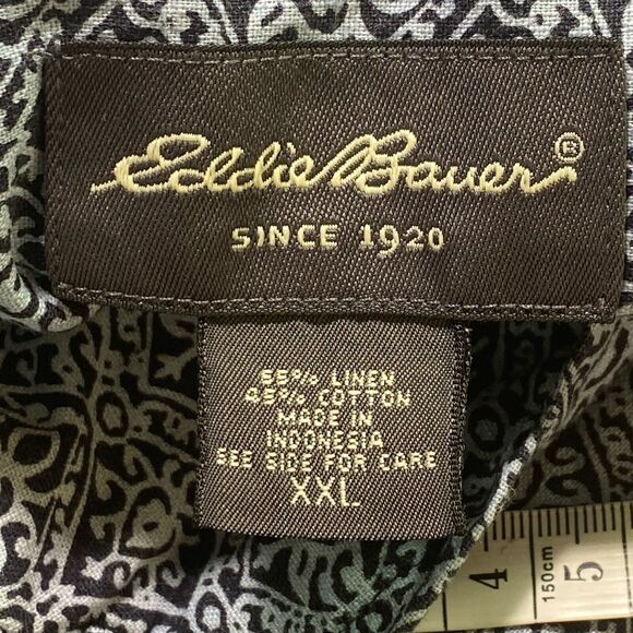 Eddie Bauer Men's XXL Tribal Camp Shirt Button Up Weathered Linen Blue Vacation - Picture 9 of 11